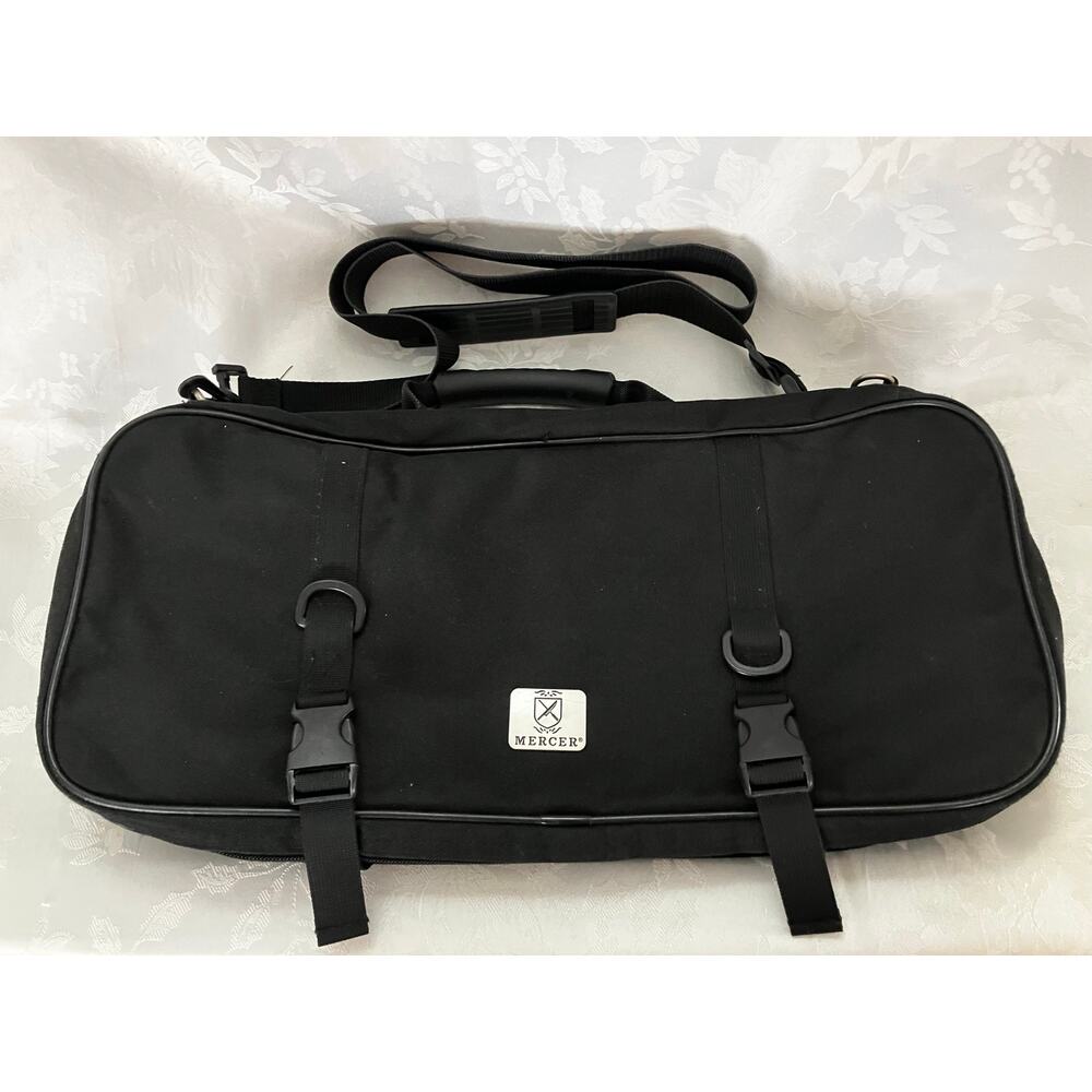 Mercer Culinary Knife Roll Bag Black Red Nylon Zippered Chef Case 19"